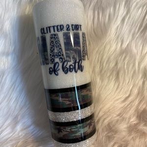 20oz skinny glitter tumbler w/ lid and straw!